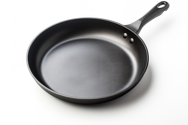 Metal frying pan white background