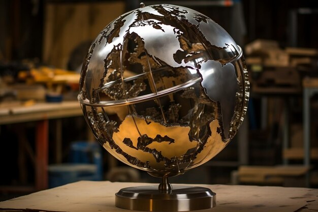 Metal Globe Generative Ai