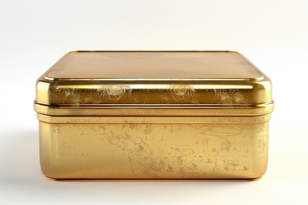 Metal gold container box isolated on white