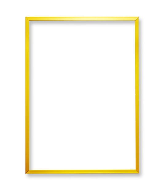 Metal golden frame isolated on white with clipping path