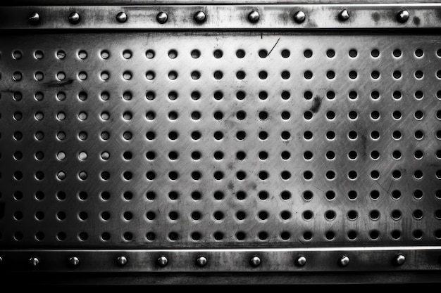 Metal grate with a pattern of rivets and holes Generative AI