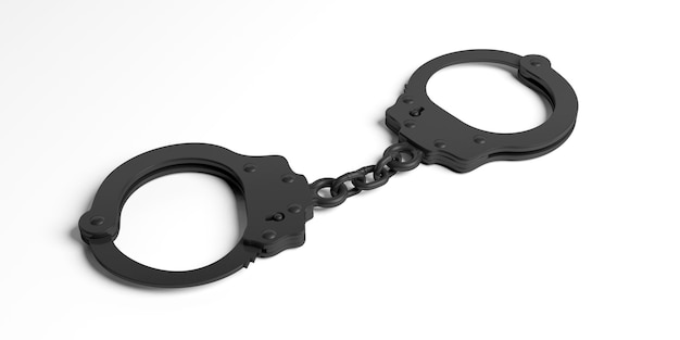 Photo metal handcuffs isolated on white background 3d illustration