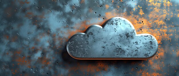 Metal icon of cloud right side