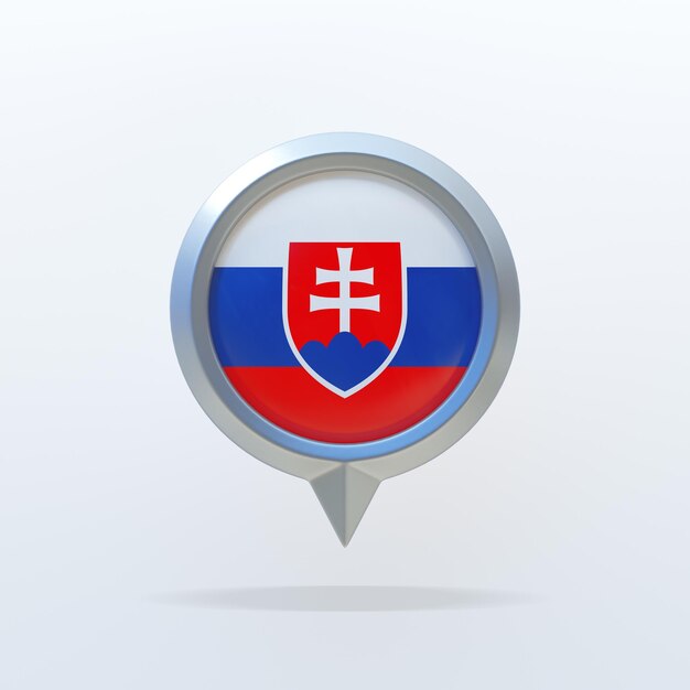 写真 スロバキアの国旗の金属アイコンと位置指示器