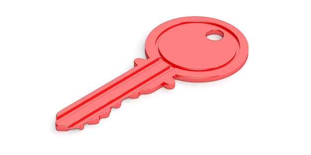 Metal key on white background 3d illustration