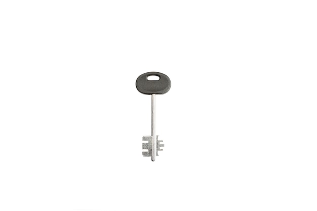 Metal key on a white background isolate.