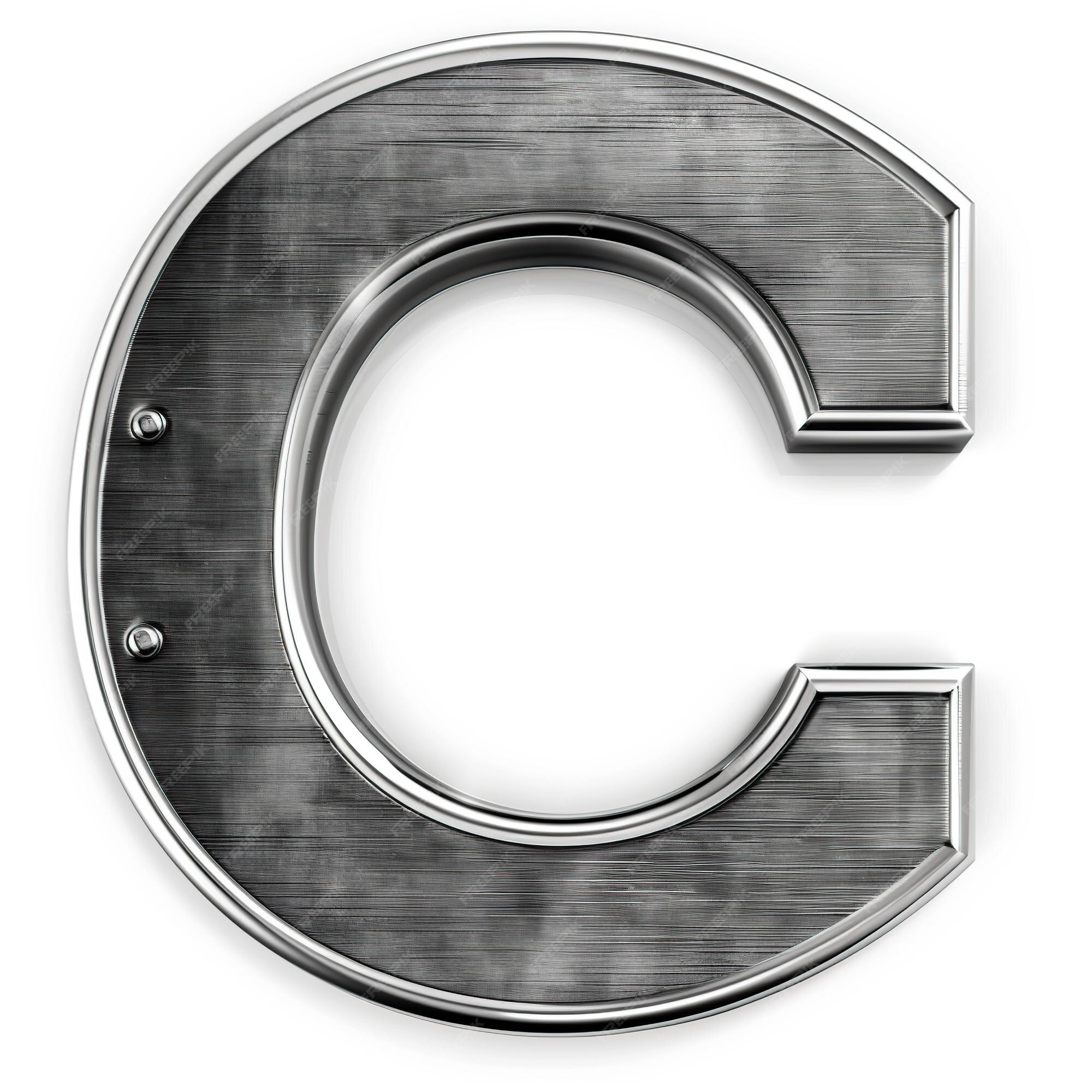Metal letter C uppercase isolated on white background 3d Metal alphabet ...