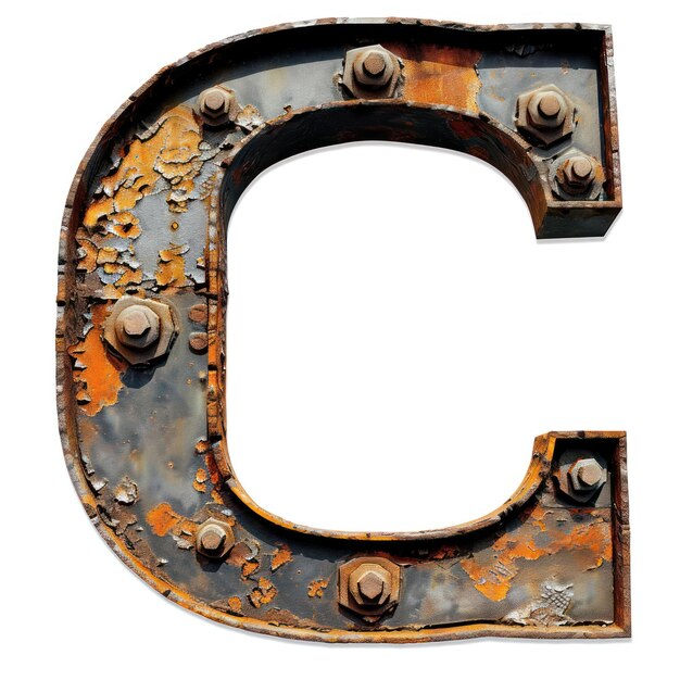 Photo a metal letter with rust