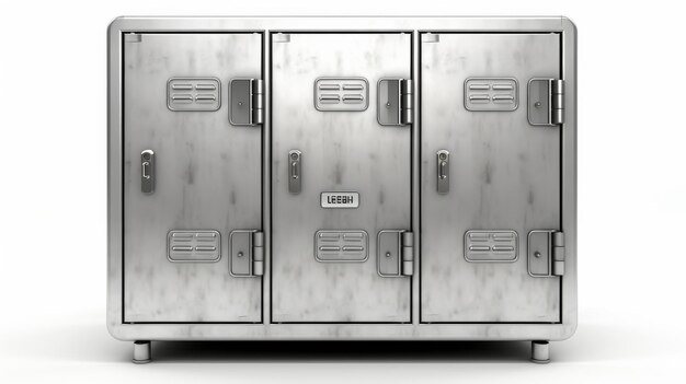 Metal Locker Doors on White Background