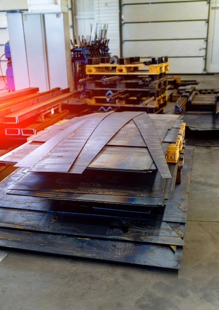 Metal manufacturing sheets on factory Workshop industrial steel production