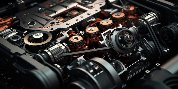 Foto metallo e meccanica convergono nel cuore di un motore ad alte prestazioni