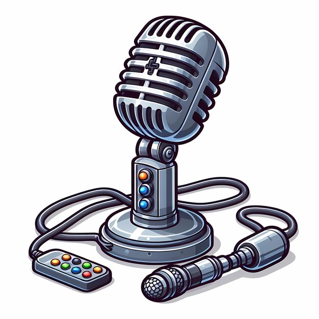 Photo metal microphone illustration on white background