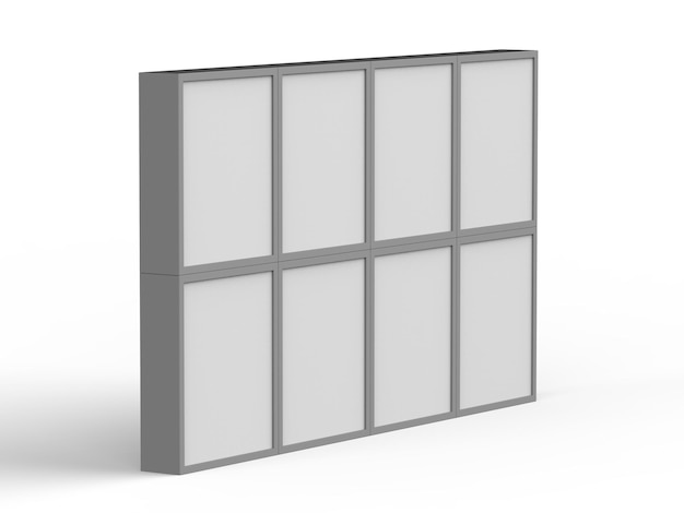 Metal mockup blank gray multimedia wall 3d illustration