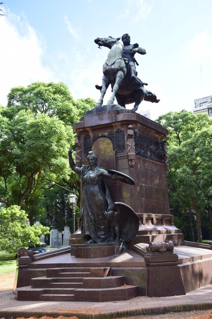 Metal monument in the city park Buenos Aires Argentina