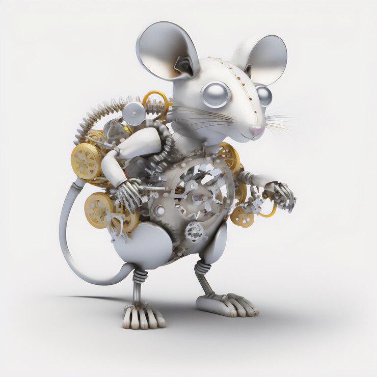 Photo a metal mouse in digital form