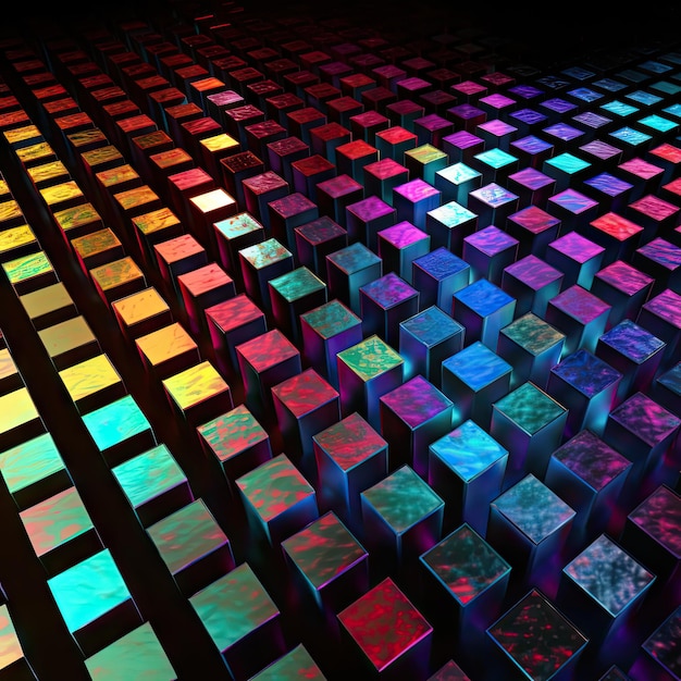 Metal multicolored hologram of big squares 3d