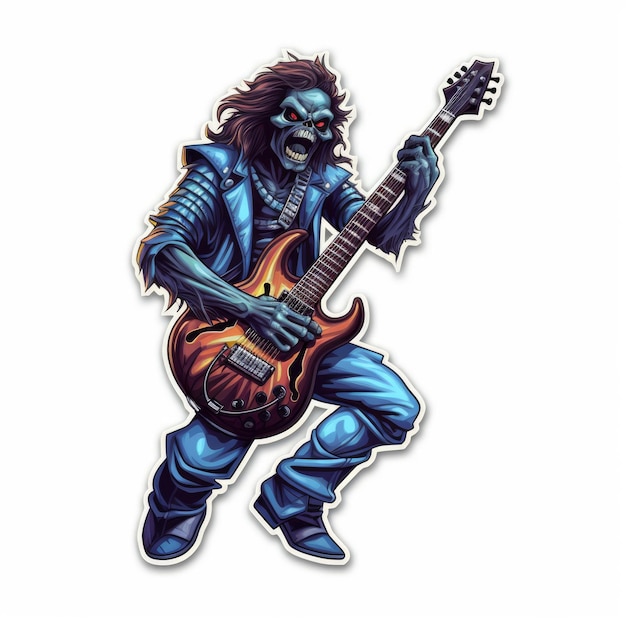 Photo metal musician guitar sticker