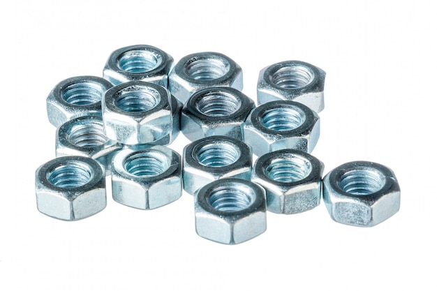 Metal nuts isolated 