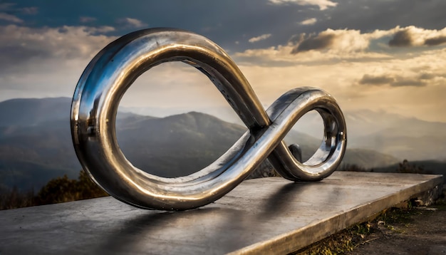 Photo metal object shaped like an infinite sign