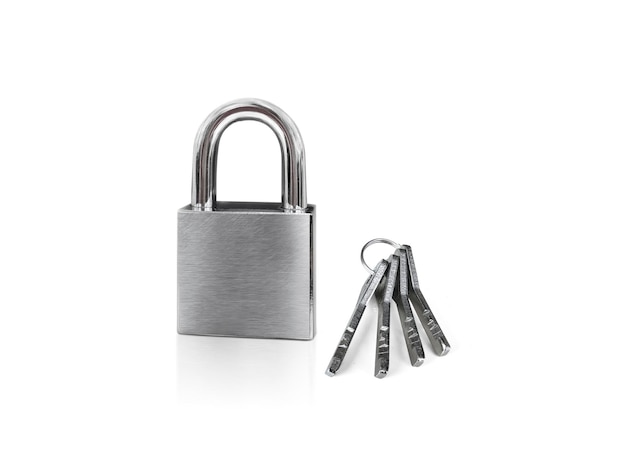 Metal padlock isolated on white background