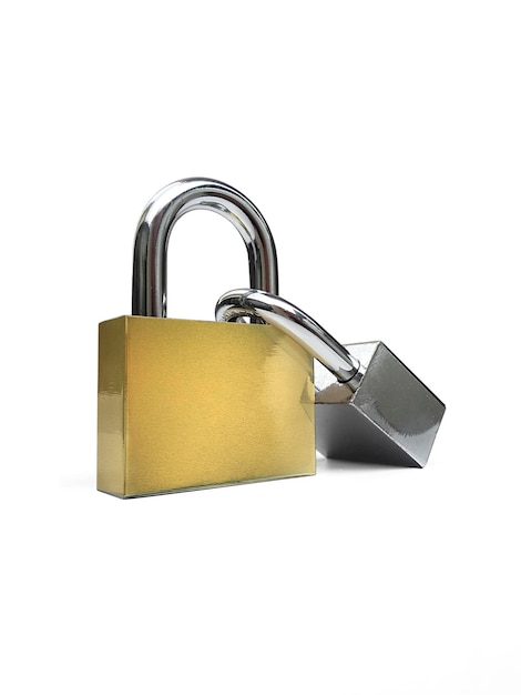 Metal padlock isolated on white background