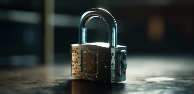 Metal padlock on the table Generative AI