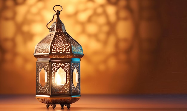 Metal patterned arab lantern with candle