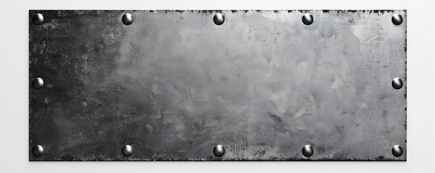 metal plate with rivets on the edges blank white background textured