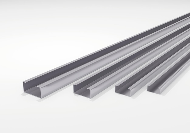 Metal products Steel CBeam Steel industry business 3D rendering
