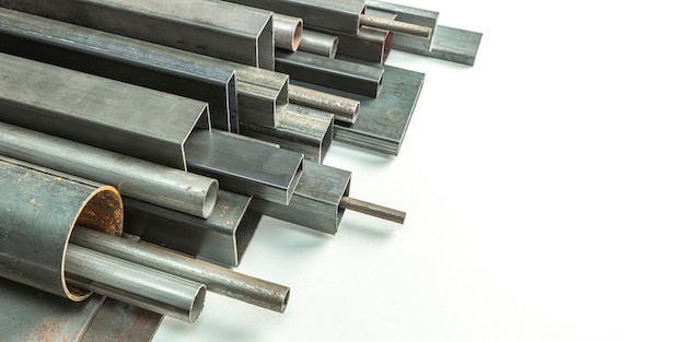 Photo metal profiles pipes of different shapes and sizes