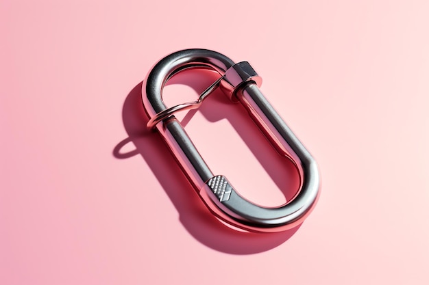 A metal puller with a lock on a pink background