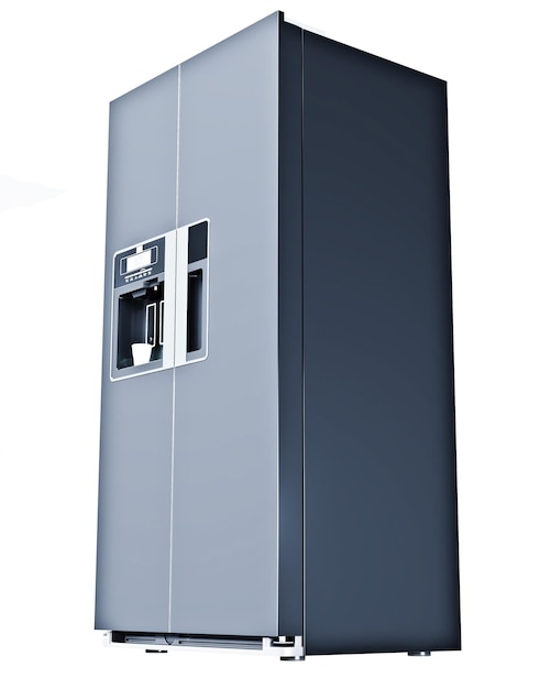 Metal refrigerator isolated on background