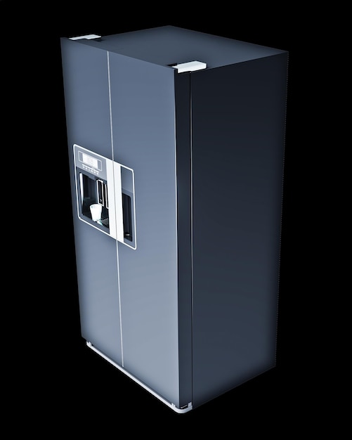 Metal refrigerator isolated on background