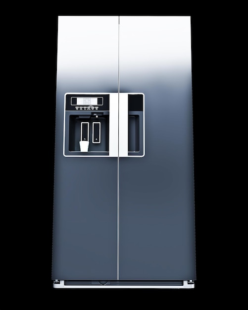 Metal refrigerator isolated on background