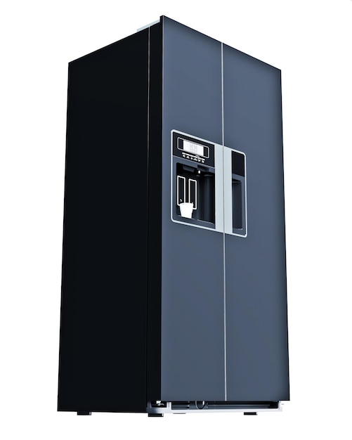 Photo metal refrigerator isolated on background