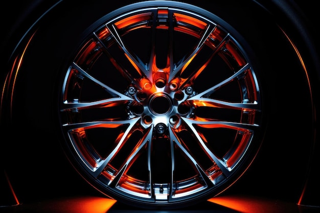 metal rim for a car tire is bright contrasting ultramodern