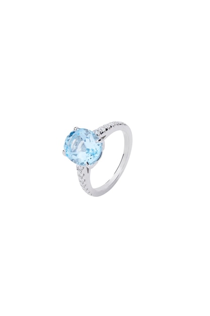 Metal Ring with Topaz and Diamonds stone including clipping path