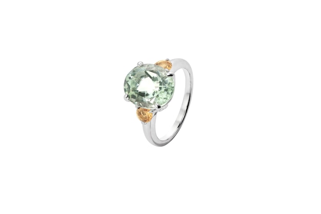 Metal ring with Topaz and Diamonds stone including clipping path