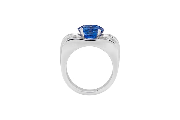 Metal ring with Topaz and Diamonds stone including clipping path
