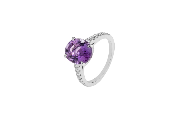 Metal ring with Topaz and Diamonds stone including clipping path