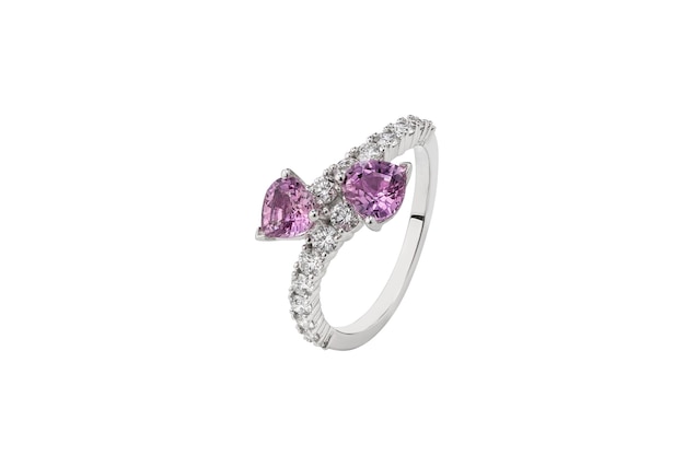 Metal ring with Topaz and Diamonds stone including clipping path