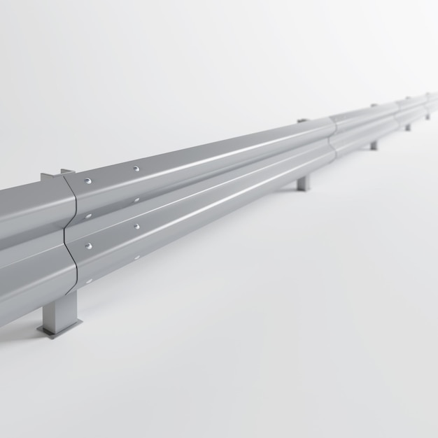 Metal road barrier barrier for protection and control 3d\
rendering