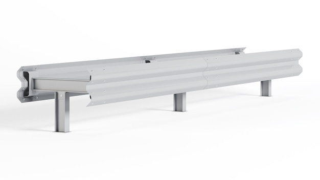 Metal road barrier Barrier for protection and control 3D rendering