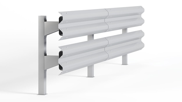 Metal road barrier Barrier for protection and control 3D rendering