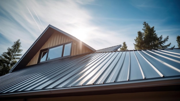 Photo metal roof installed in a modern house