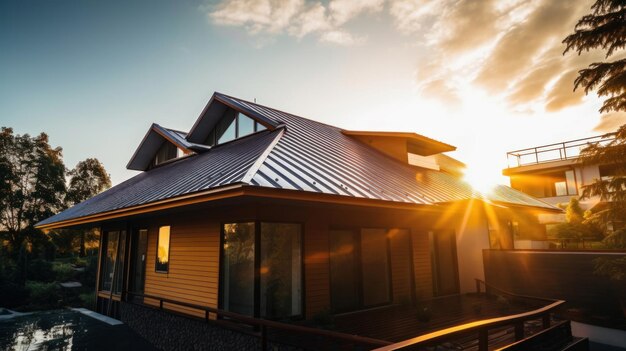 Metal roof installed in a modern house