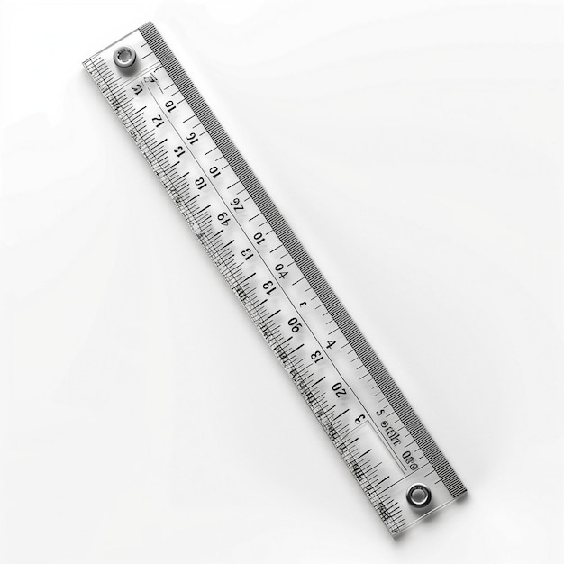 Photo metal ruler on white background generative ai