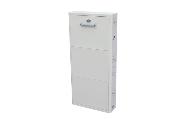 Metal shoe cabinet with lock