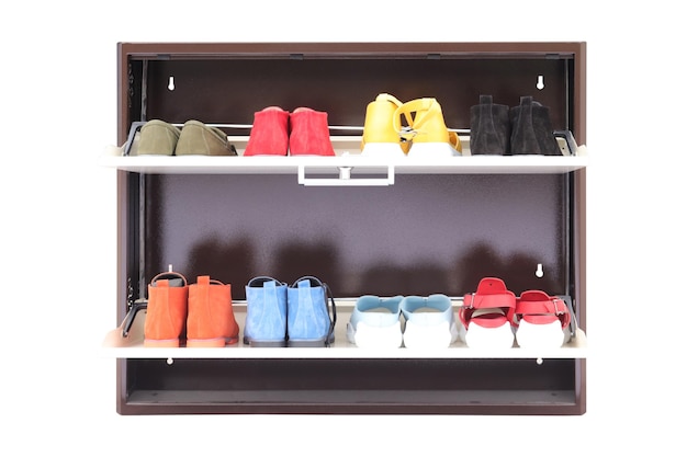 Photo metal shoe cabinet with lock