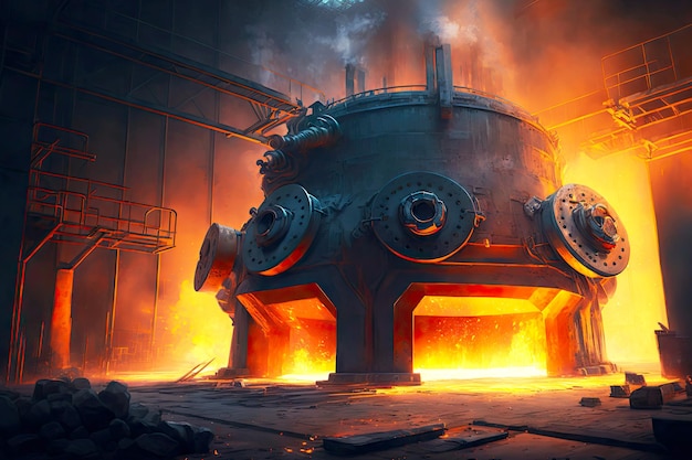 Metal smelting furnace in steel mills metallurgical industry